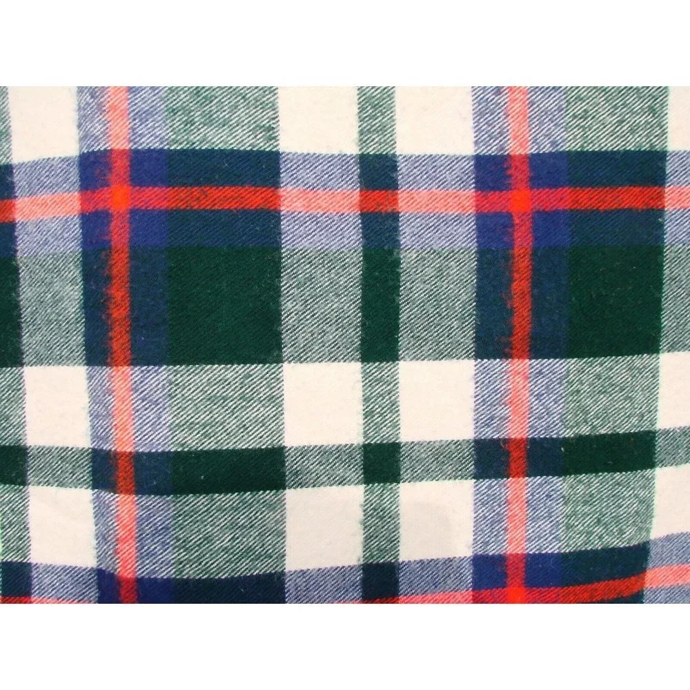 Plaid Wool Blend Blanket Throw Fringe 58x52